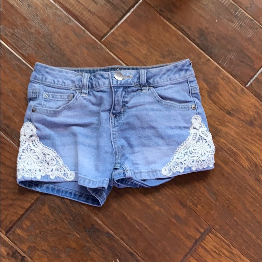 Justice: Blue Denim Lace Shorts